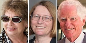 The group,including Mary Gaudron,QC,left,Catherine Holmes and Michael Barker,QC,says:“Nothing less than halting the serious erosion of our shared democratic principles is at stake.”