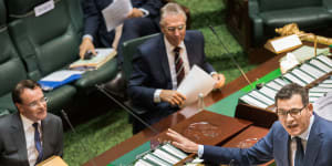 Premier Daniel Andrews and Opposition Leader Michael O'Brien exchange barbs in the chamber on Tuesday.