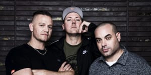 The Hilltop Hoods - Daniel Smith (left),Matthew Lambert and Barry Francis - are about to release their eighth studio album. 