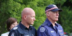 Local police commander Simon Brand and CFA captain Glenn Webster.
