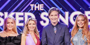 The Masked Singer's'guessing panel':Jackie O,Dannii Minogue,Dave Hughes and Lindsay Lohan.