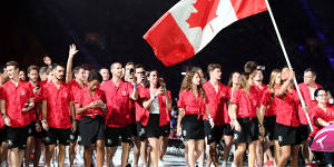 Canada’s team at the opening ceremony of the Gold Coast Commonwealth Games in 2018.