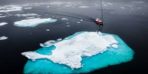 Sailing north of Svalbard among the melting sea ice. 
