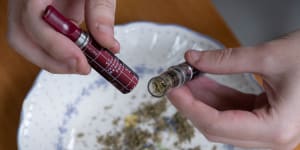 Cannabis is placed inside a vape.