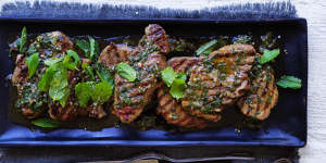 Keep sauces and fresh herbs handy,for finishing dishes such as Argentinian-style lamb steaks with mint chimichurri (pictured).