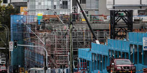 Construction around the Crows Nest metro station.