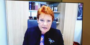 Senator Pauline Hanson,who is attending Parliament via video link,initially said One Nation would abstain from a vote to derail a government-backed inquiry into the ABC and SBS’s complaints processes. 