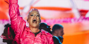 Pink performing in Sydney earlier this month,before she made it to Brisbane.