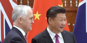 Malcolm Turnbull with Chinese President Xi Jinping. 