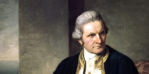 A painting of Captain James Cook in his naval uniform from the National Maritime Museum in Greenwich,London. 