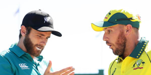 New Zealand captain Kane Williamson and Aussie skipper Aaron Finch on Thursday before the three-match series. 
