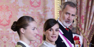 Spanish Crown Princess Leonor (left) with King Felipe VI and Queen Letizia.