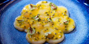 Scallop crudo with passionfruit.