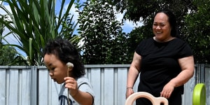 Charlyn Muaulu with her son Khedro,3,at their home in Plumpton. Khedro is waiting for life-changing surgery.