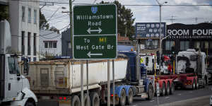 Trucks use main residential streets in the inner west to access the Port of Melbourne.