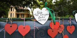 Parramatta’s Willow Grove decorated with love hearts for Valentine’s Day this month. 