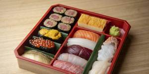Takeaway luxury:A mixed sushi box from Kuon Omakase in Darling Square.