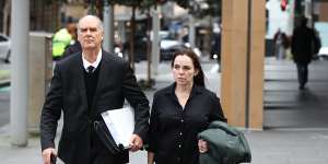 Former Super Retail Group chief legal officer and company secretary Rebecca Farrell arrives at the Federal Court on Wednesday. 