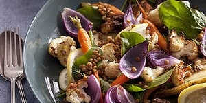 Jill Dupleix's roast vegie salad with lemony lentils. 