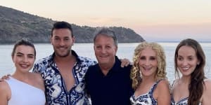 They didn’t get it at Lowes. Retail heiress Linda Penn (second from right) with her extended family dressed in Dolce&Gabbana in Corsica this week.