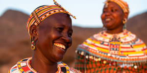 The Samburu and Maasai are closely linked,and both are famous for their highly decorative and colourful attire.