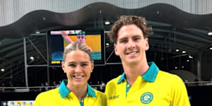 Shayna and Jamie Jack after making their first Australian swimming team together.