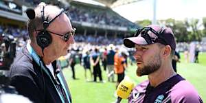 ‘It’s a pretty good gig’:Brendon McCullum in Adelaide after England’s defeat left them 3-0 down in the Ashes.