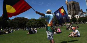 An invasion day rally held at the Domain in Sydney,on January 26.