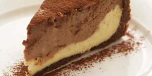 Jill Dupleix's two-tone chocolate swirl cheesecake.