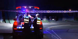 Police at the scene of the fatal stabbing in Kurunjang on Friday night.