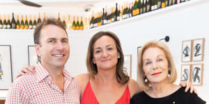 Tiffany Farrington alongside partner Richard Buttrose and his media icon aunt Ita Buttrose.