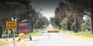 The road closure at the scene where Joseph El Jer and a five-year-old boy were swept into floodwaters.