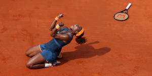 Williams cleans up on match point against Maria Sharapova to win the 2013 French Open.