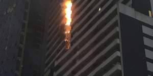 The Spencer Street apartment building that caught fire on Monday morning is fitted with combustible cladding.