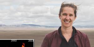 Belle Tissott,one of the developers at Geoscience Australia that has helped to map water levels in Lake George over 30 years. 