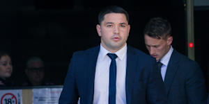 Smith leaving the Southport Magistrates Court earlier this year.