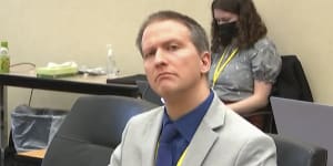 Derek Chauvin,pictured in court on Monday.