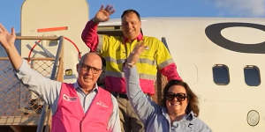 A promotional video from Hancock Prospecting shows Opposition Leader Peter Dutton with Gina Rinehart and Roy Hill CEO Gerhard Veldsman last year.