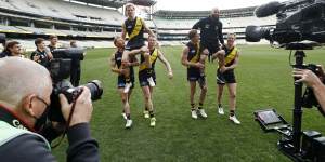 David Astbury and Bachar Houli were chaired from the ground.