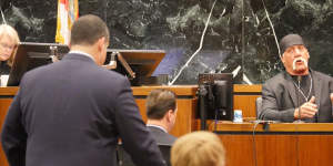 Hulk Hogan giving testimony during the trial. 
