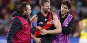 Jake Stringer was concussed in the second term,a major blow for the Bombers.