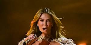 Goodrem shimmers on the Eurovision stage.