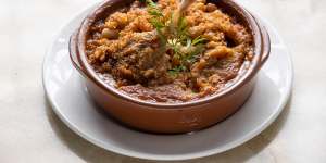 Le Bouchon’s cassoulet with roasted pork belly,pork sausage and confit duck.