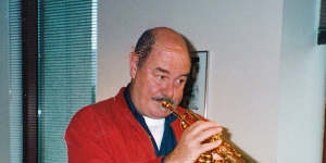 Bob Barnard plays Louis Armstrong’s trumpet in New York.