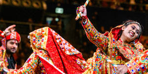 Members of Melbourne’s Indian community performing at an event to celebrate Narendra Modi’s visit to Australia in 2023.