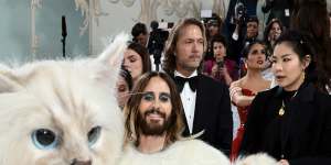 Jared Leto,dressed as Karl Lagerfeld’s cat Choupette at the 2023 Met Gala. 