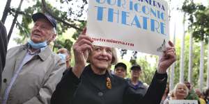A community protest in 2021 to save the Metro-Minerva Theatre in Kings Cross. 