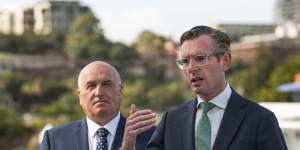 Transport Minister David Elliott and Premier Dominic Perrottet.