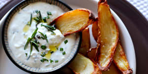 Salty potato skins are the perfect foil for sour cream.