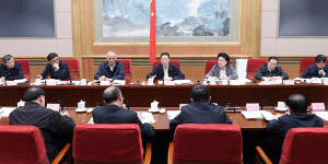 Zhang Gaoli at a meeting for the Beijing Winter Olympics Comittee. 
